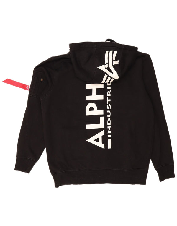 Męski sweter z kapturem i grafiką ALPHA INDUSTRIES XL, czarny, bawełniany