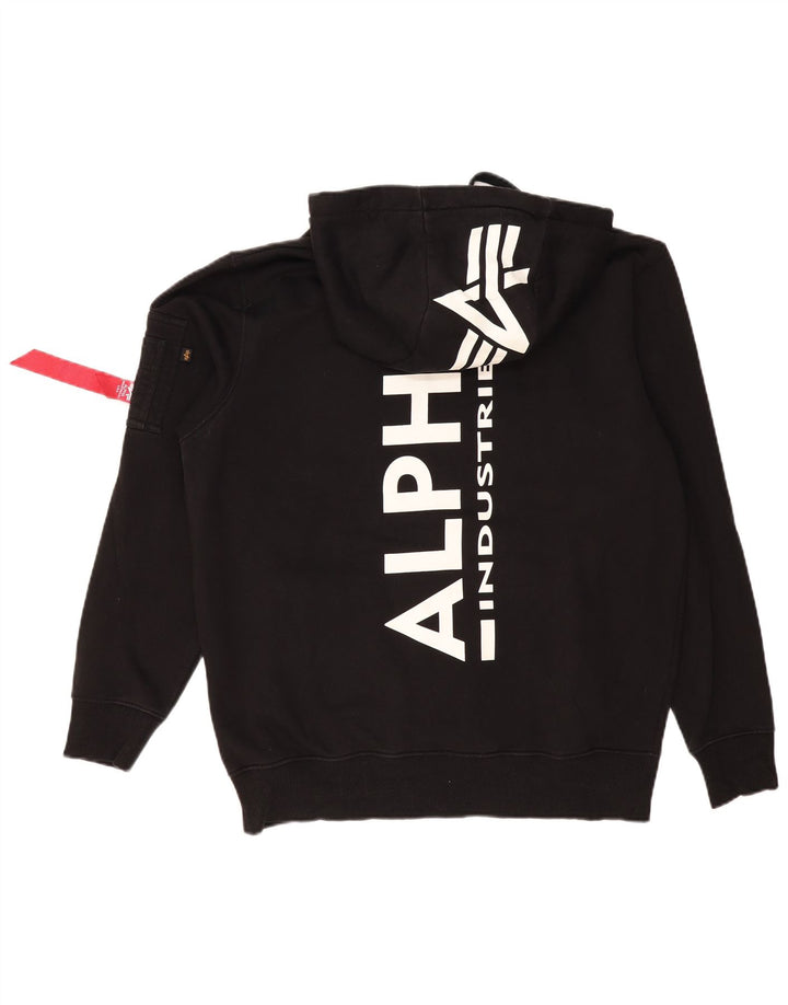 Męski sweter z kapturem i grafiką ALPHA INDUSTRIES XL, czarny, bawełniany