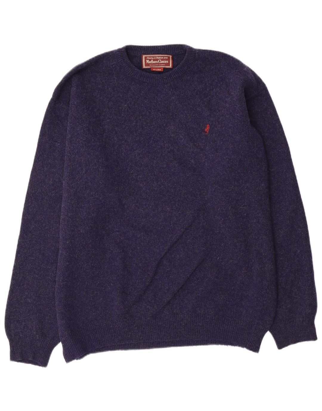 Marlboro Classics Męski sweter z okrągłym dekoltem 2XL Granatowa wełna