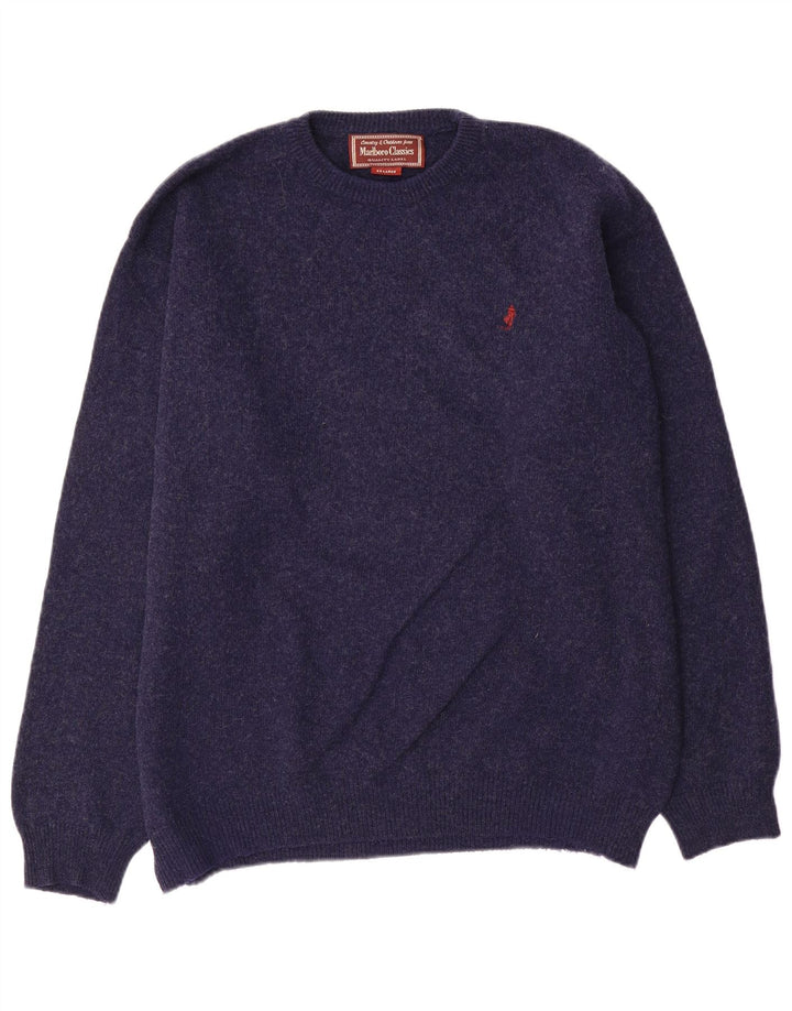 Marlboro Classics Męski sweter z okrągłym dekoltem 2XL Granatowa wełna