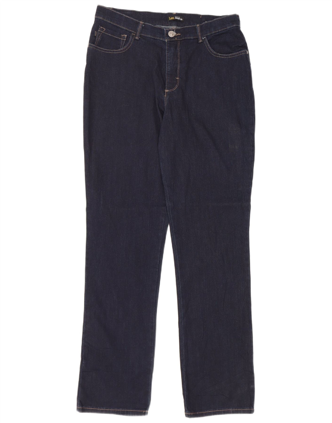 Damskie proste jeansy LEE z wysokim stanem US 10 Large W30 L32 granatowe