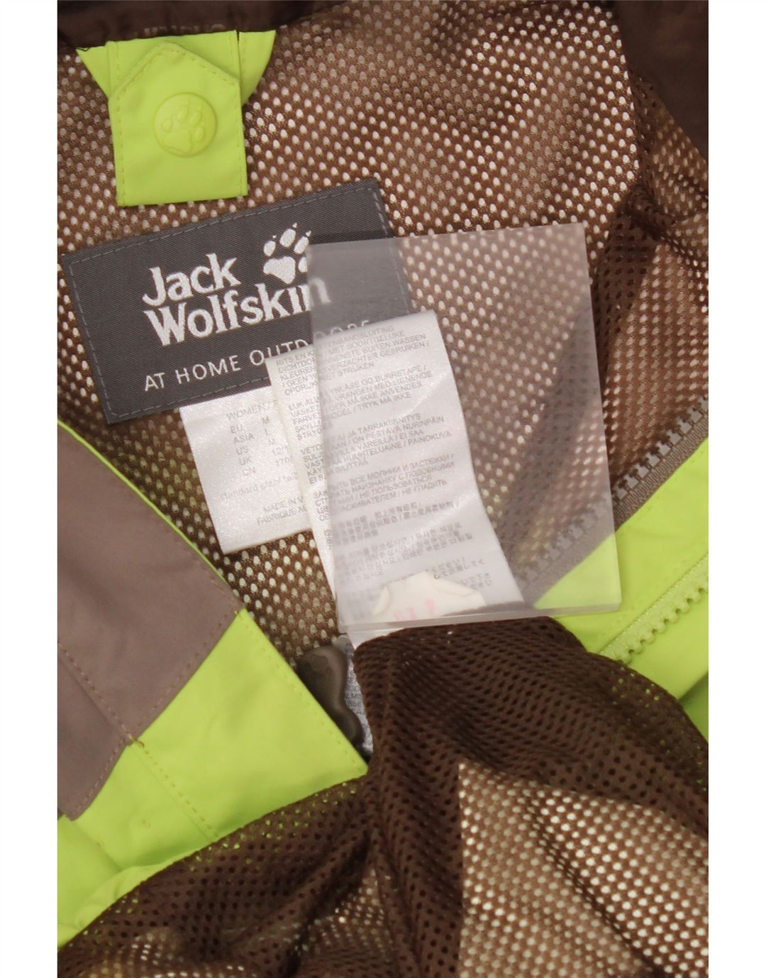 Damska kurtka przeciwdeszczowa z kapturem JACK WOLFSKIN UK 12/14 w kolorze średniej zieleni