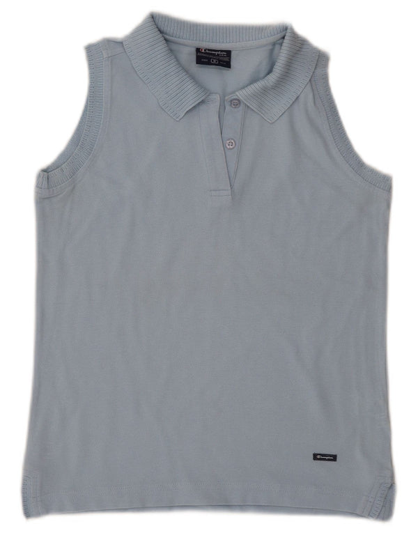 Damska koszulka polo bez rękawów CHAMPION UK 10, mała, niebieska bawełniana