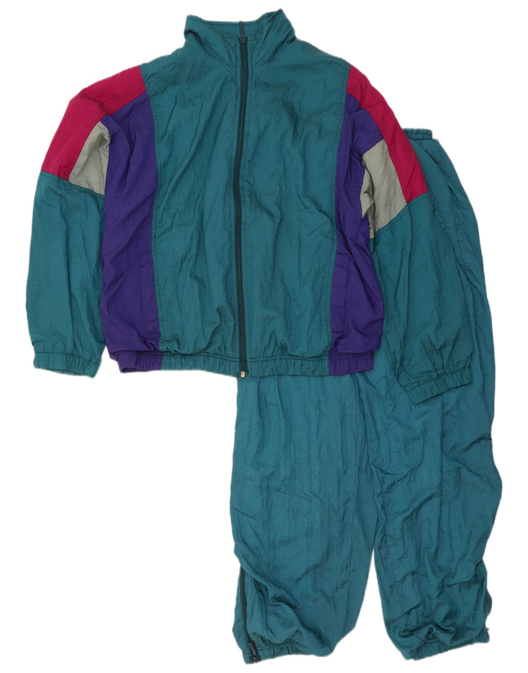 Vintage męski luźny krój, pełny dres IT 48/50, średni niebieski, blok kolorów