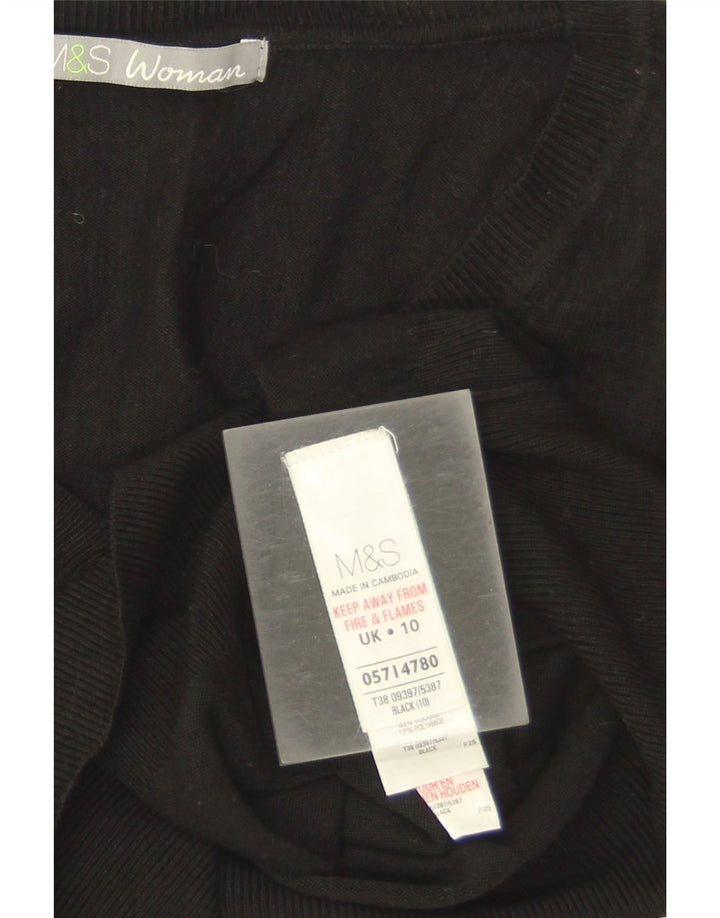 Sweter damski Marks & Spencer z dekoltem w kształcie litery V, UK 10, mały, czarny, wiskoza