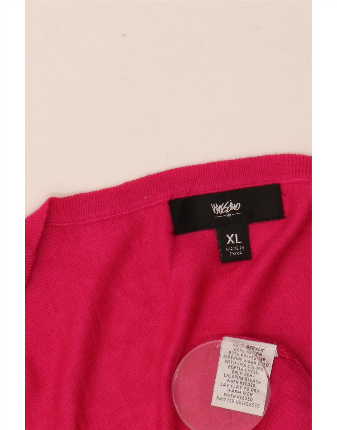 Damski sweter rozpinany MOSSIMO z rękawem 3/4 UK 18 XL, różowy akryl