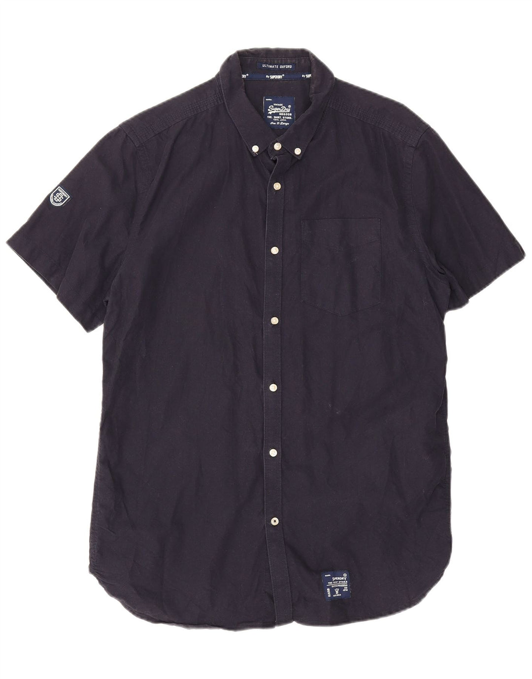 Męska koszula z krótkim rękawem Superdry XL, granatowa, bawełniana