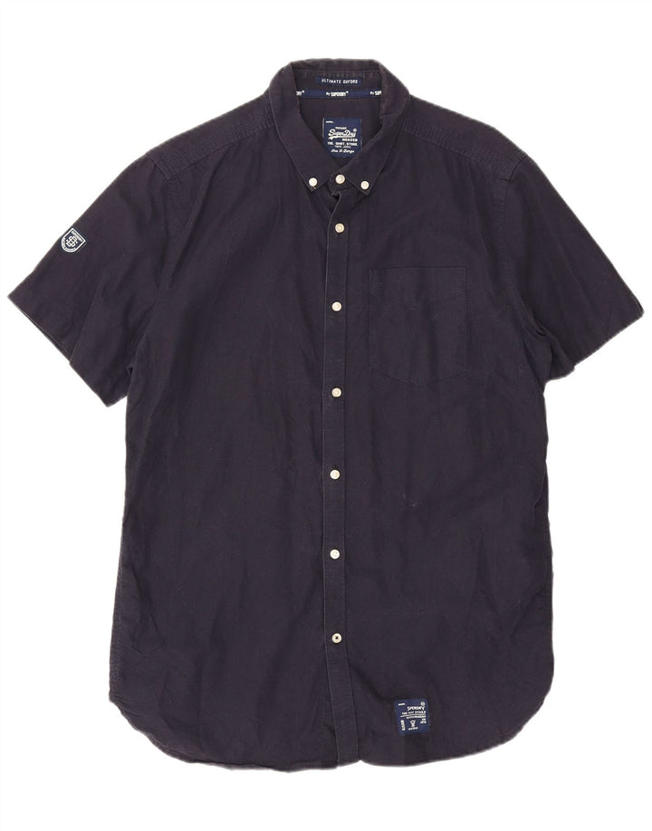 Męska koszula z krótkim rękawem Superdry XL, granatowa, bawełniana