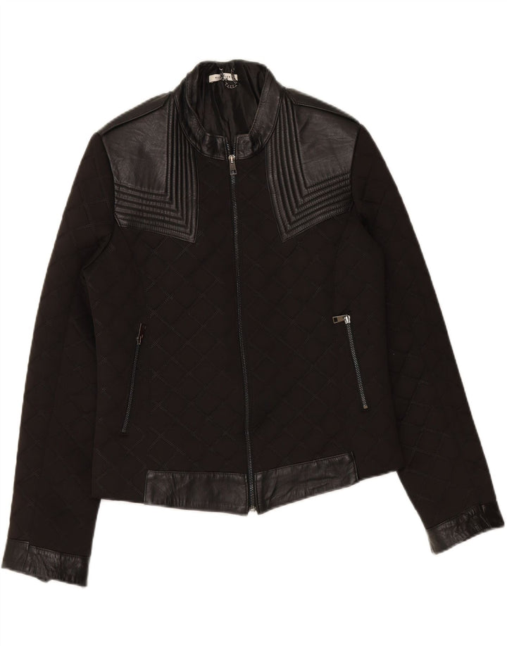 VINTAGE Womens Quilted Jacket IT 48 XL Black Polyester