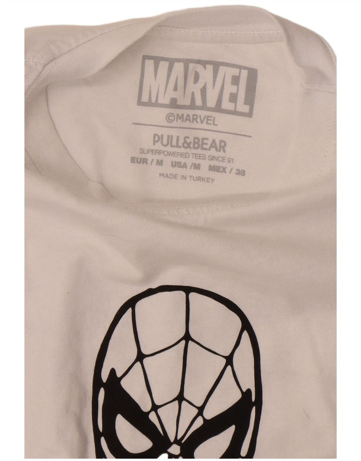 Męski t-shirt z grafiką Pull & Bear Marvel w kolorze średniej bieli