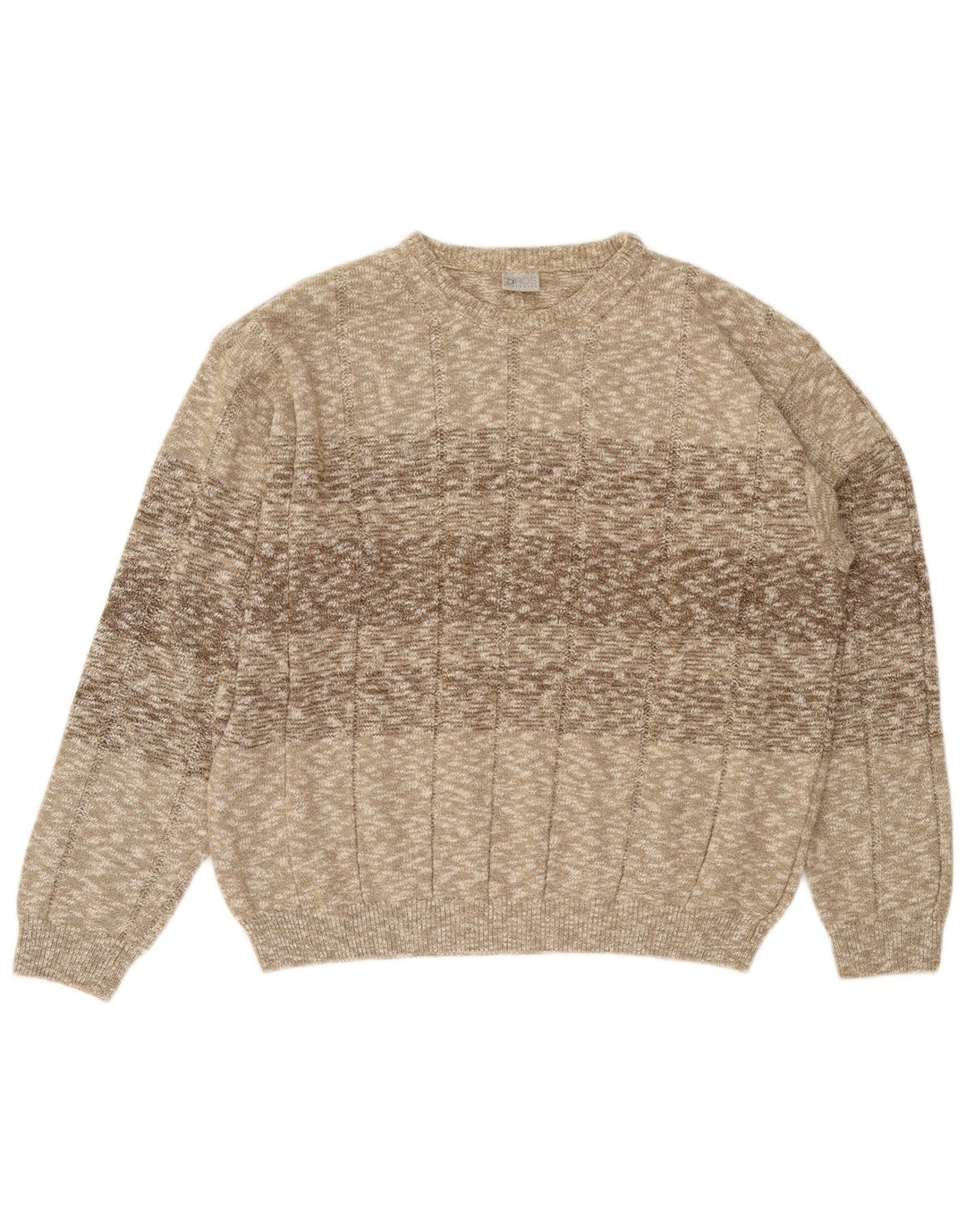 Vintage męski sweter z okrągłym dekoltem XL, beżowy, nakrapiany