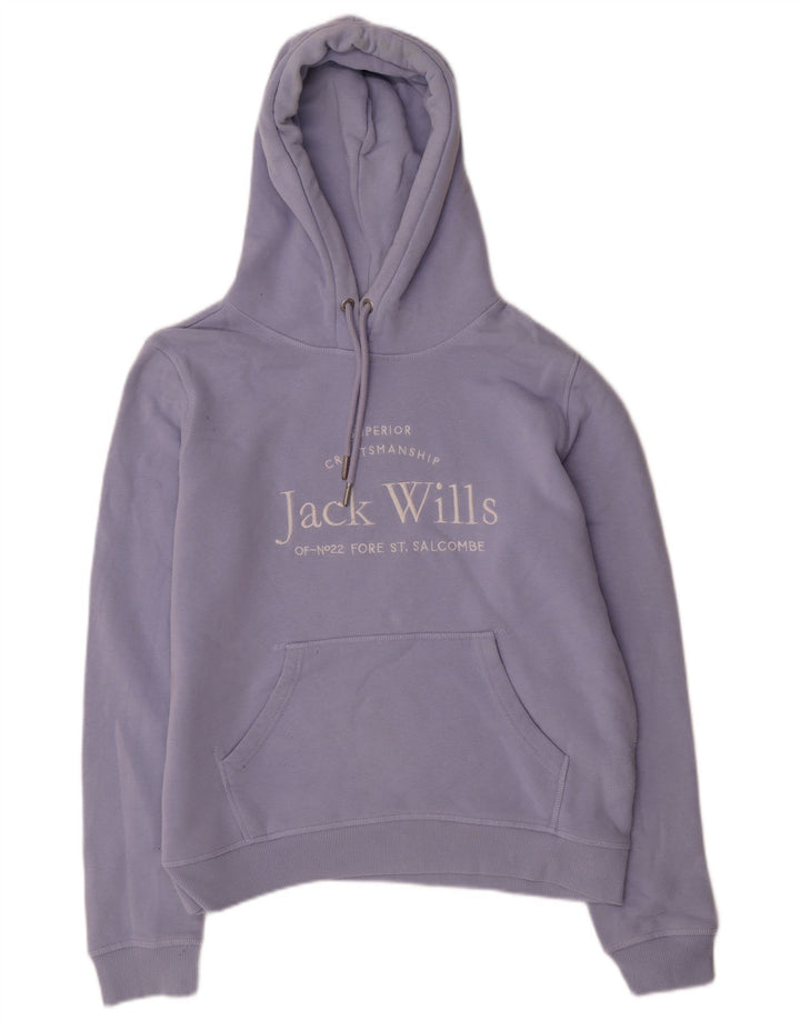 Damski sweter z kapturem i grafiką JACK WILLS UK 12, średni fiolet, bawełna