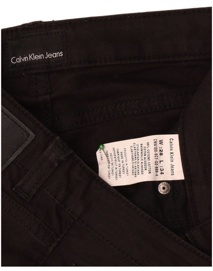 Damskie proste dżinsy Calvin Klein W28 L34 Czarne bawełniane