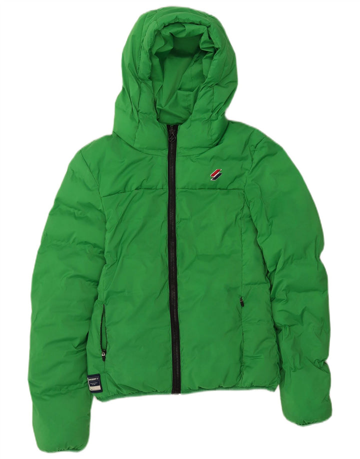 Damska ocieplana kurtka z kapturem Superdry UK 8, mała, zielona, poliestrowa