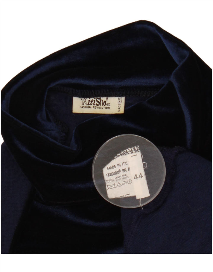 Damska prześwitująca bluzka w stylu vintage IT 44 Średni granatowy wełniany