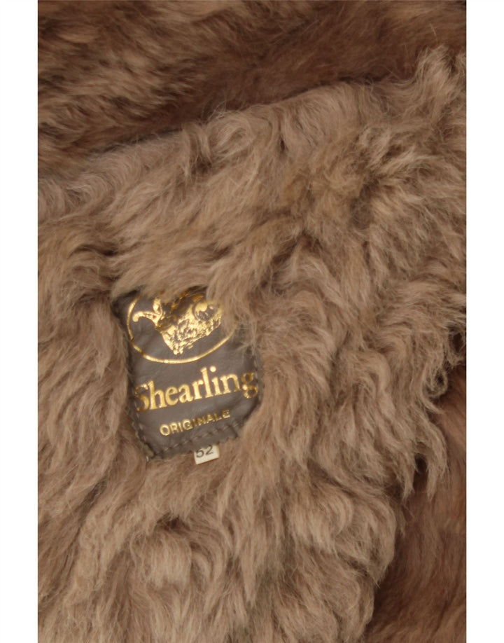 Vintage męska kurtka Shearling IT 52 XL Brązowa kurtka Shearling