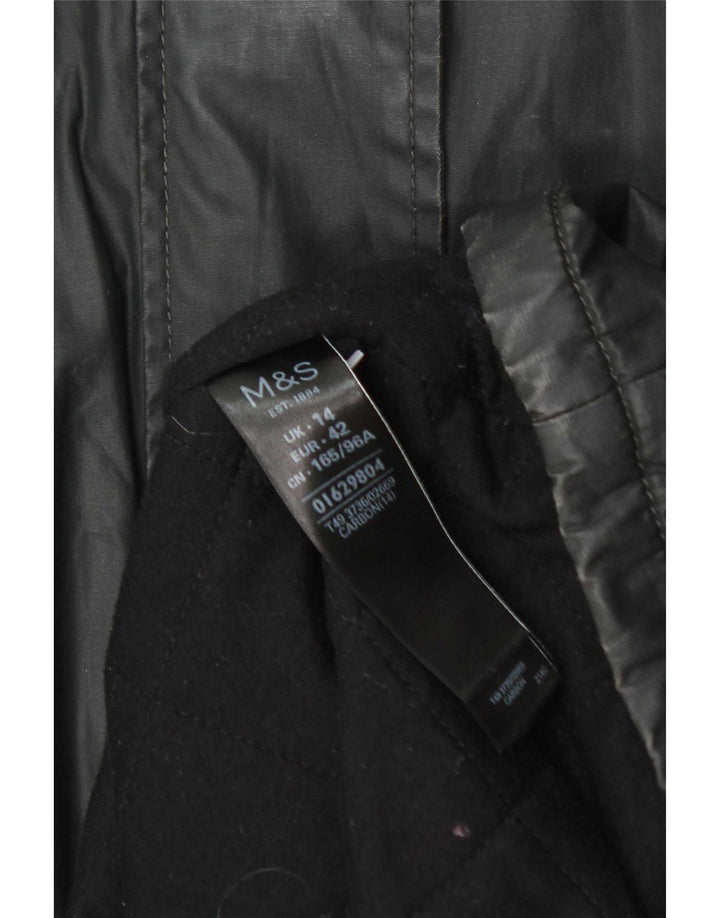 Marks & Spencer Damska kurtka parka z kapturem, woskowana, UK 14, duża, szara