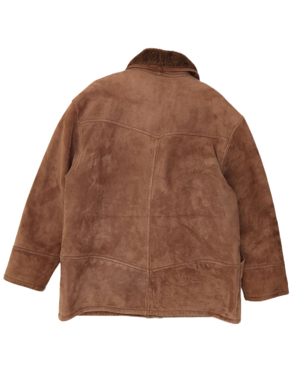 Vintage Mens Shearling Jacket IT 54 2XL Brown Shearling