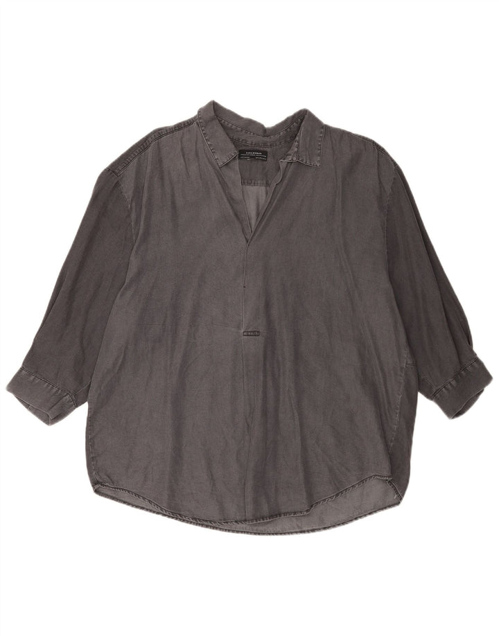 Damska koszula oversize z rękawem 3/4 Zara UK 18 XL Szara Lyocell