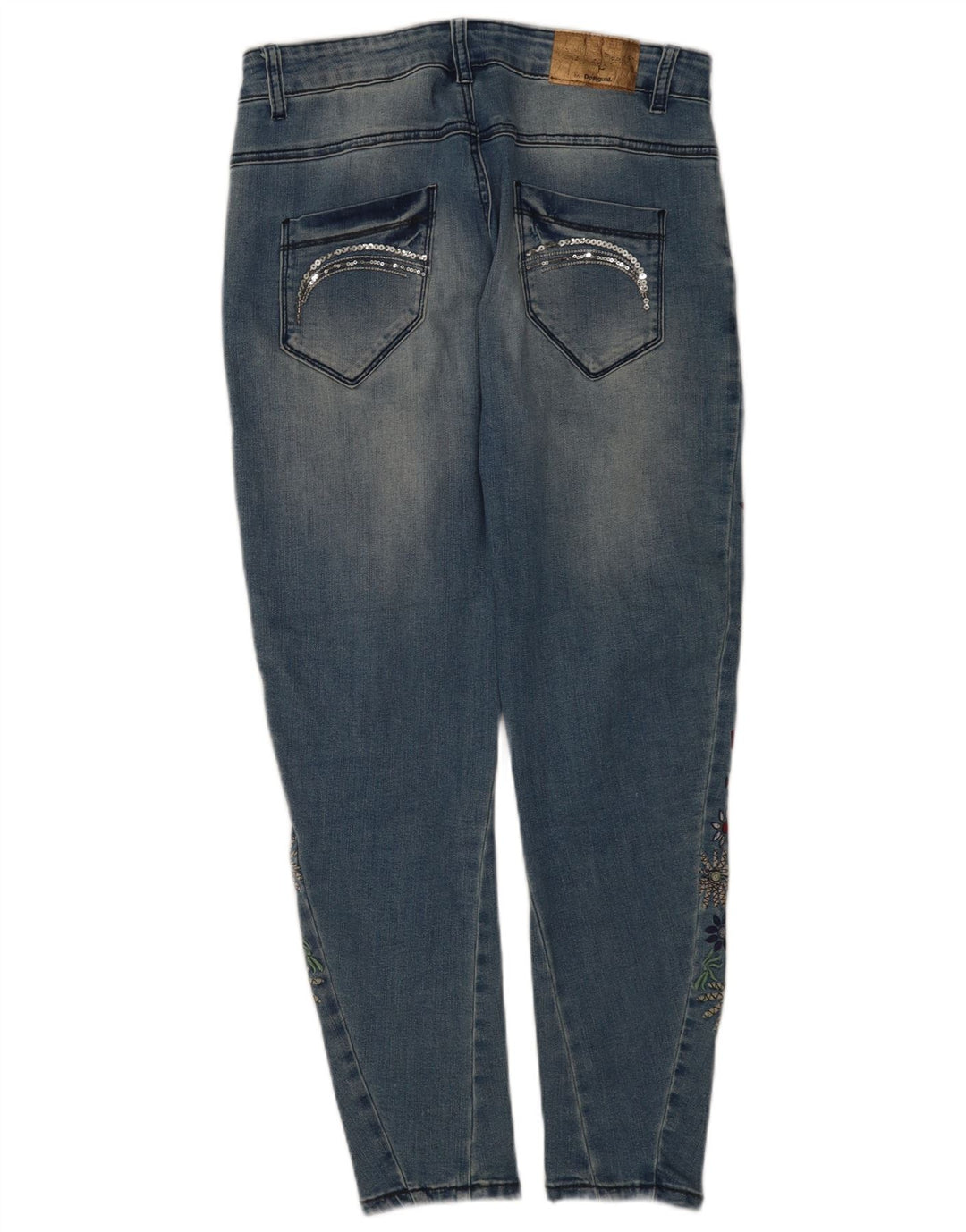 Damskie jeansy Desigual w trudnej sytuacji W26 L26 Niebieskie kwiaty