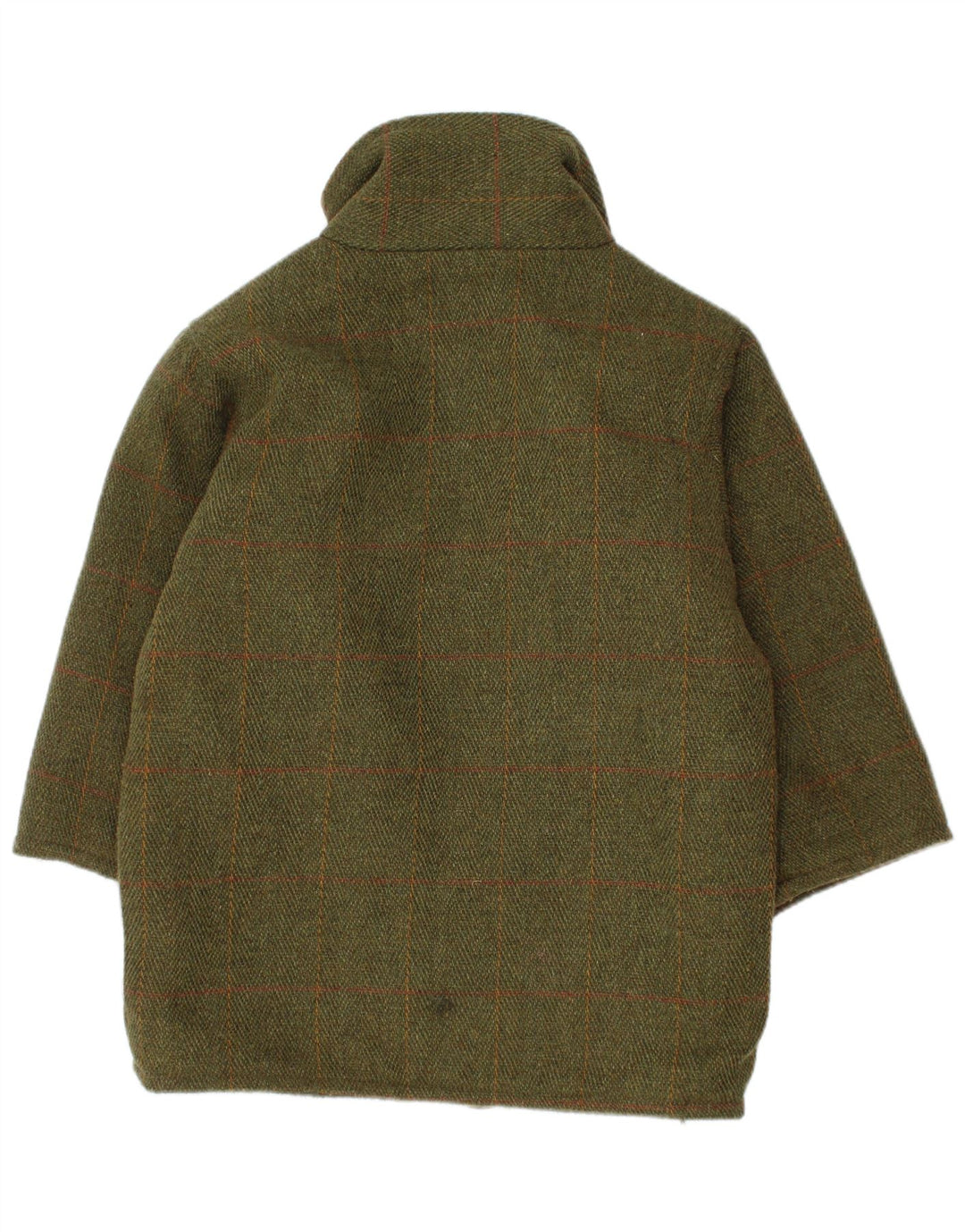Płaszcz chłopięcy w stylu vintage, 4-5 lat, wełniany khaki w kratę