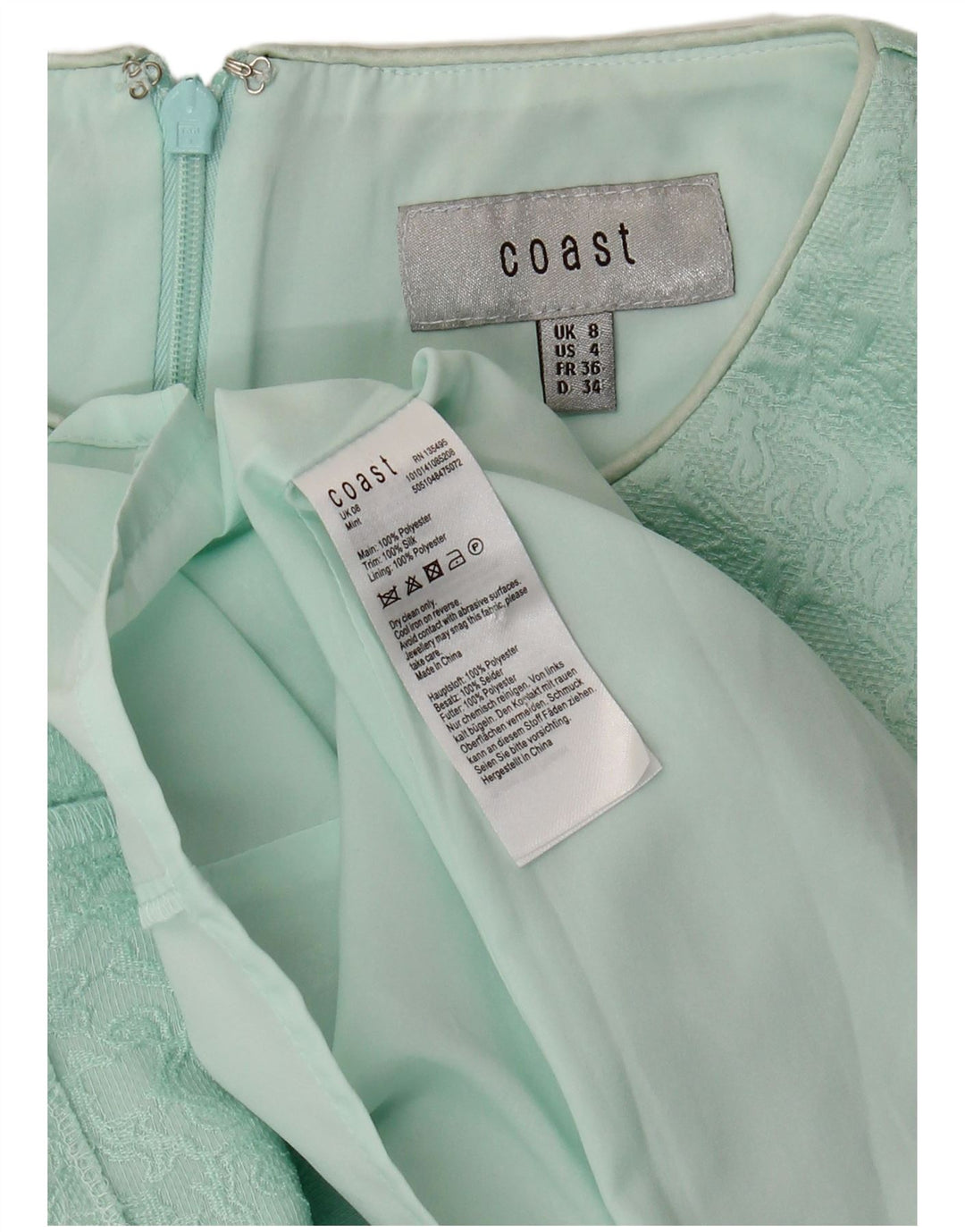 COAST Womens Sleeveless A-Line Dress UK 8 Small Turquoise Polyester Vintage Coast and Second-Hand Coast from Messina Hembry 
