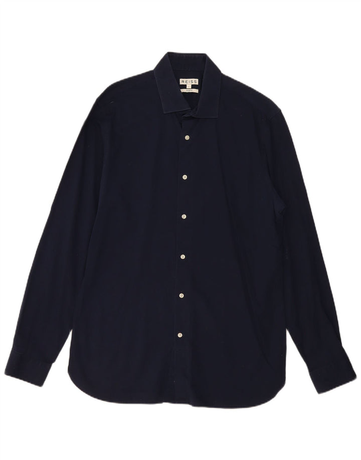 Koszula męska typu slim fit REISS, duża, granatowa, bawełniana