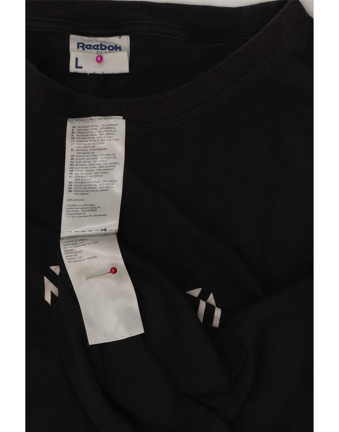 Męska koszulka Reebok z grafiką, duża, czarna, bawełniana