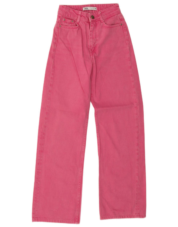 Damskie jeansy z szeroką nogawką Zara z wysokim stanem EU 32 2XS W22 L29 Różowe