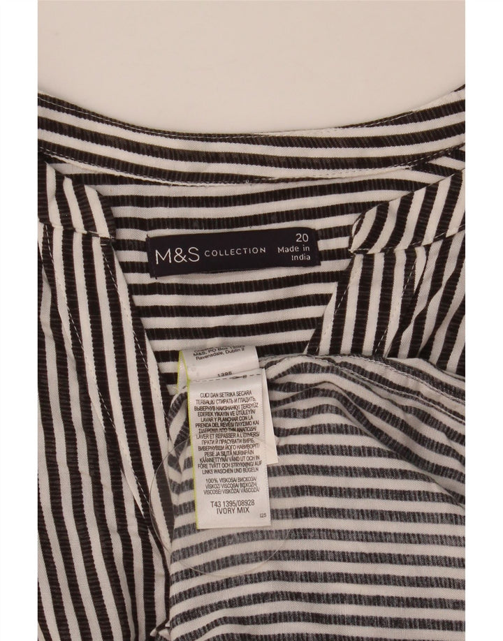 MARKS & SPENCER Damska bluzka koszulowa oversize UK 20 2XL Szara w prążki