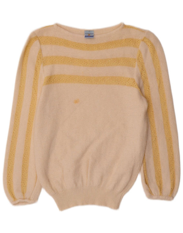 Damski sweter AWOBA z dekoltem w łódkę UK 12, średnie złamane białe paski