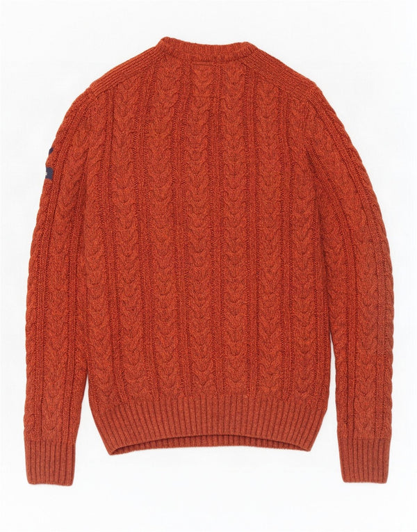 Męski sweter Superdry z okrągłym dekoltem Średni brązowy akryl z plamkami