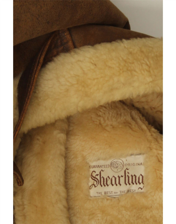Vintage męska kurtka Shearling UK 42 XL Brązowa kurtka Shearling