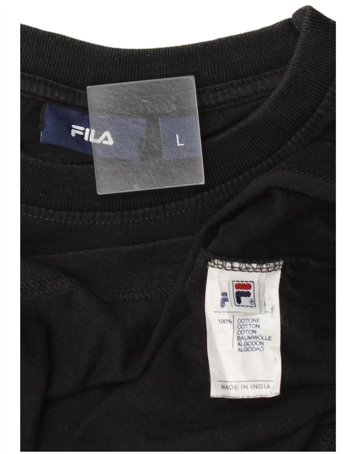 Męski T-shirt z grafiką Fila, duży, czarny, bawełniany