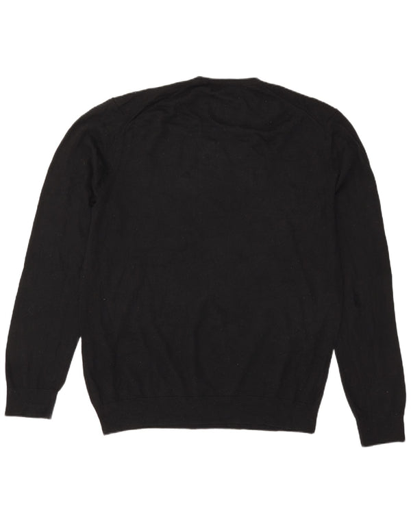 Marks & Spencer Męski sweter z dekoltem w kształcie litery V, XL, czarna, wełna merynosów