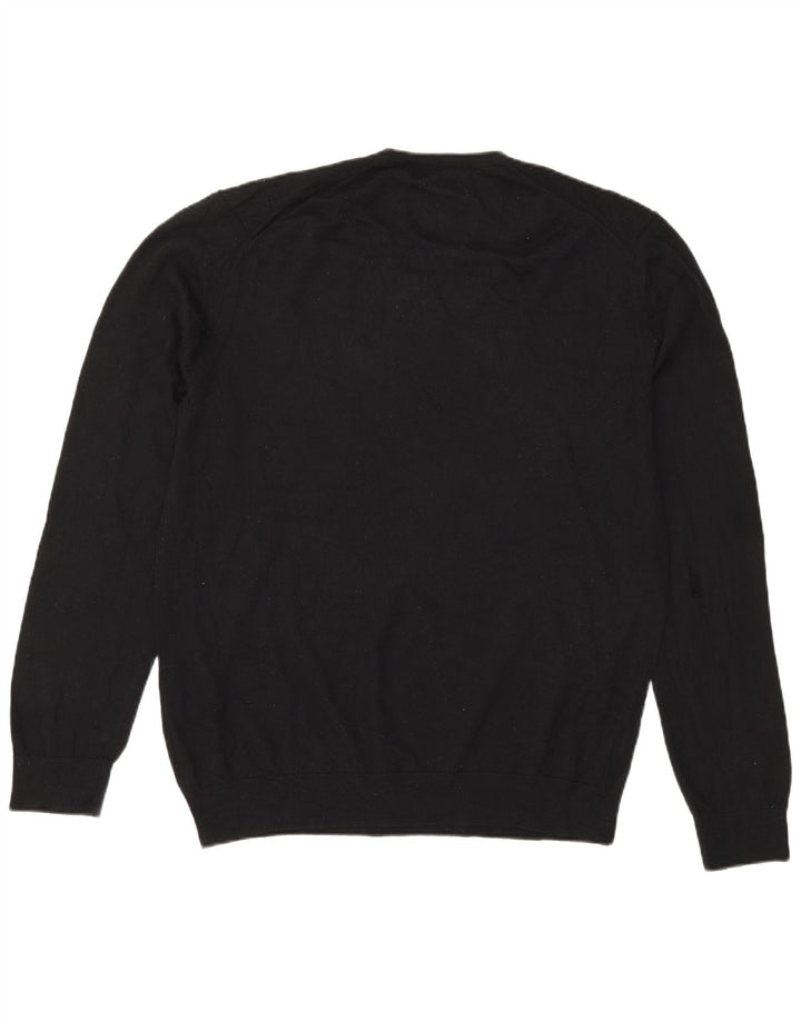 Marks & Spencer Męski sweter z dekoltem w kształcie litery V, XL, czarna, wełna merynosów