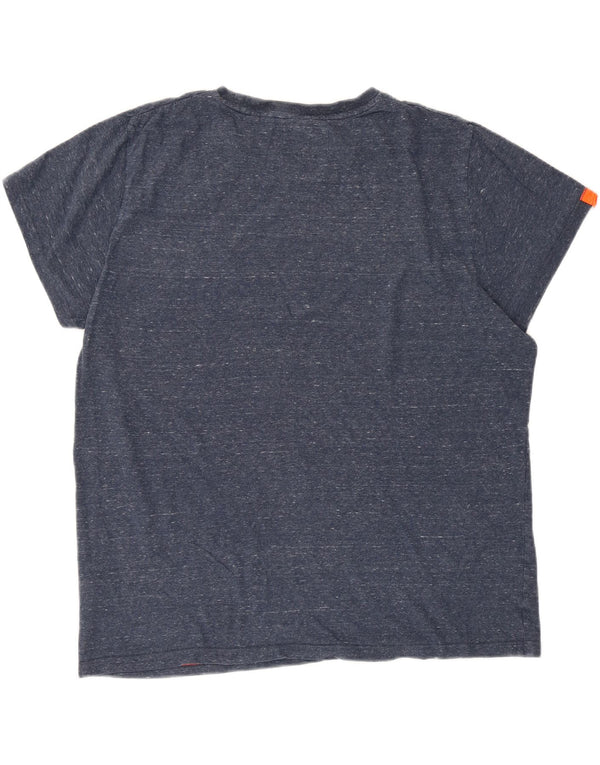 T-shirt męski Superdry o regularnym kroju, 2XL, granatowa, bawełniana w plamki