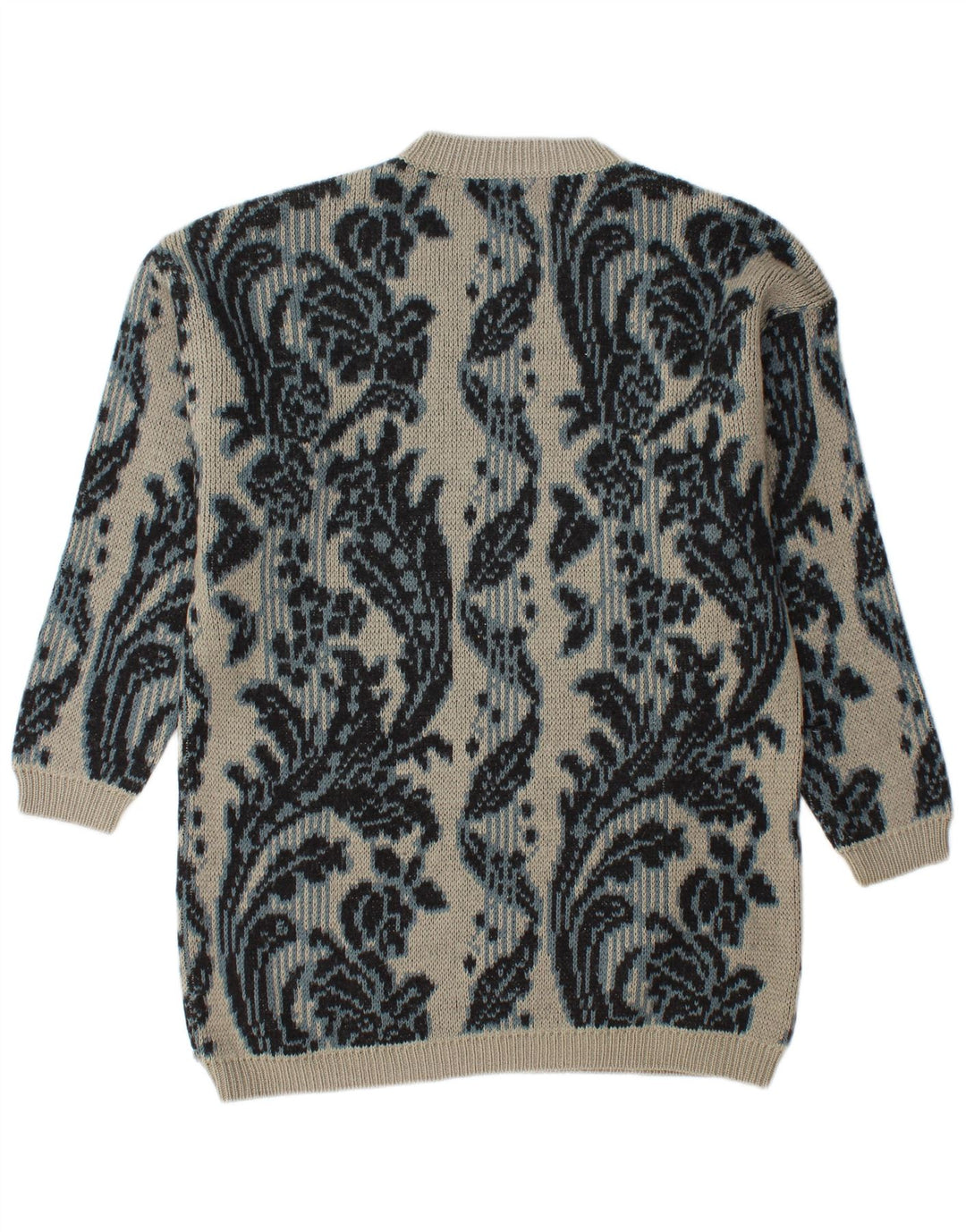 Męski sweter BENETTON z okrągłym dekoltem IT 46, duży, szary w kwiaty