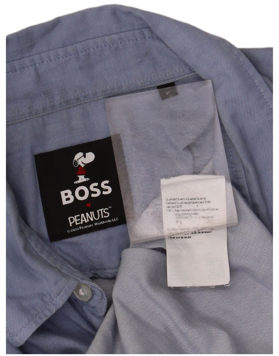 Koszula męska HUGO BOSS Peanuts XL, niebieska, bawełniana
