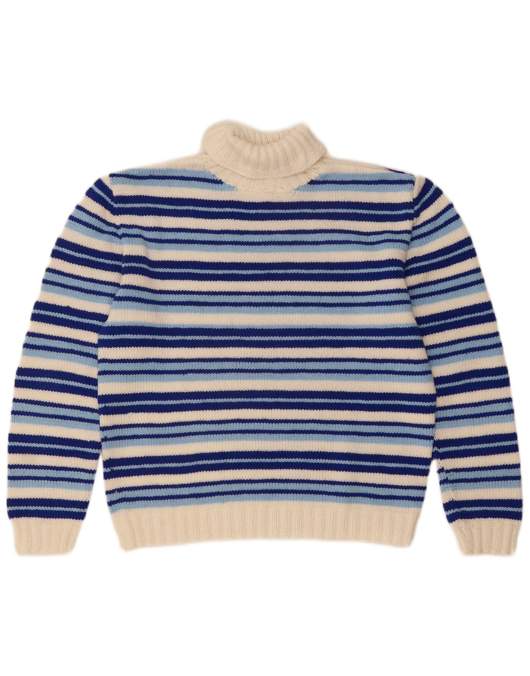 Vintage damski sweter z golfem UK 14 w średnie niebieskie paski