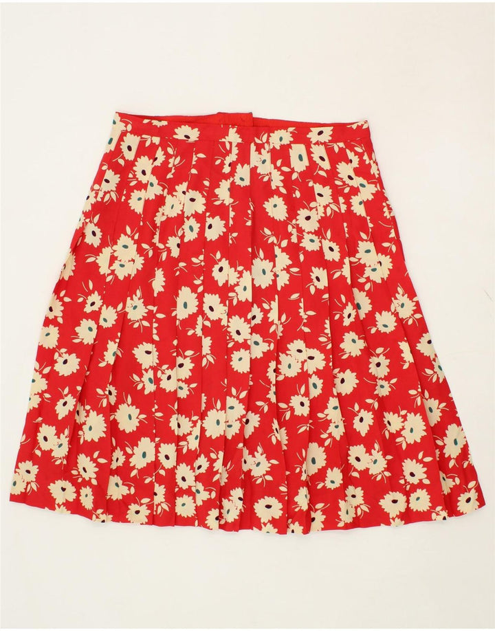 VINTAGE Womens Pleated Skirt W32 Large Red Floral Vintage Vintage and Second-Hand Vintage from Messina Hembry 