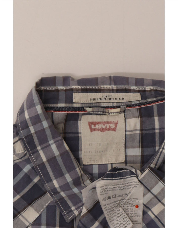 Koszula męska LEVI'S Slim Fit z krótkim rękawem XL, bawełniana w niebieską kratkę