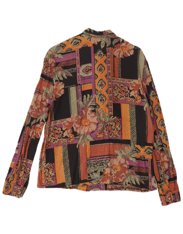 Bluzka damska w stylu vintage, wiązana z przodu, UK 16, duża, wielobarwna w kwiaty