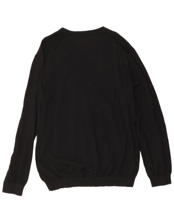 Marks & Spencer Męski sweter z dekoltem w kształcie litery V, 2XL, czarna wełna merynosów