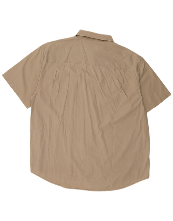 Koszula męska z krótkim rękawem WRANGLER 2XL, beżowa, bawełniana