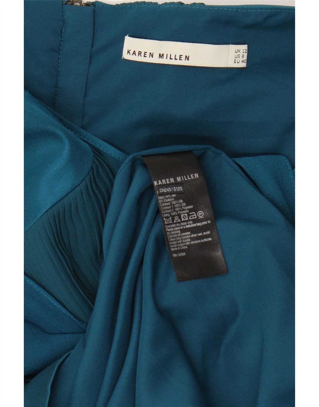 Karen Millen Damska sukienka typu shift z rękawem 3/4 UK 12 Średni niebieski jedwab