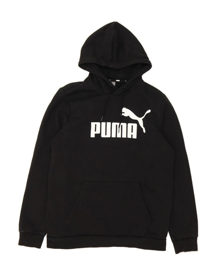 PUMA Mens Graphic Hoodie Jumper Medium Black Cotton Vintage Puma and Second-Hand Puma from Messina Hembry 