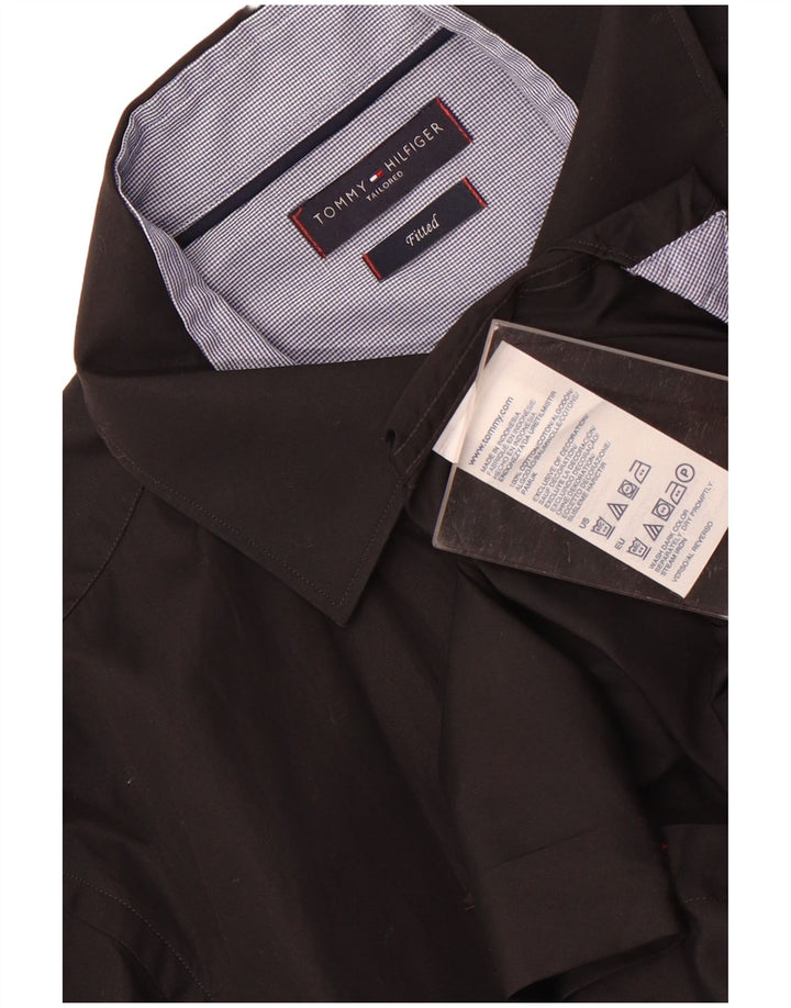 Męska dopasowana koszula Tommy Hilfiger w rozmiarze 40, średnia czarna, bawełniana