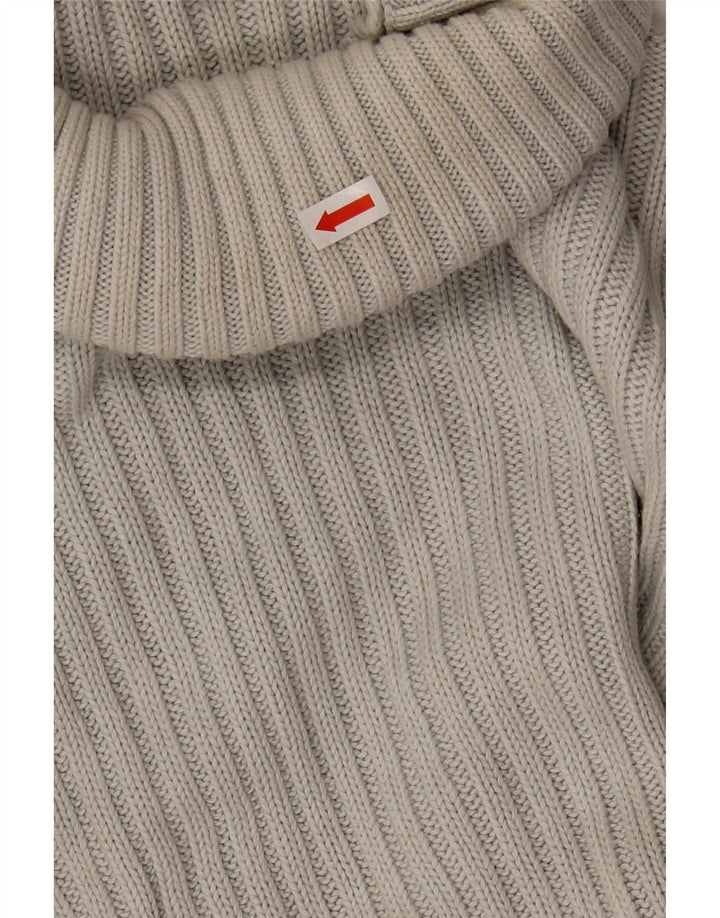 ARMANI JEANS Womens Roll Neck Jumper Sweater UK 12 Medium Grey Cotton