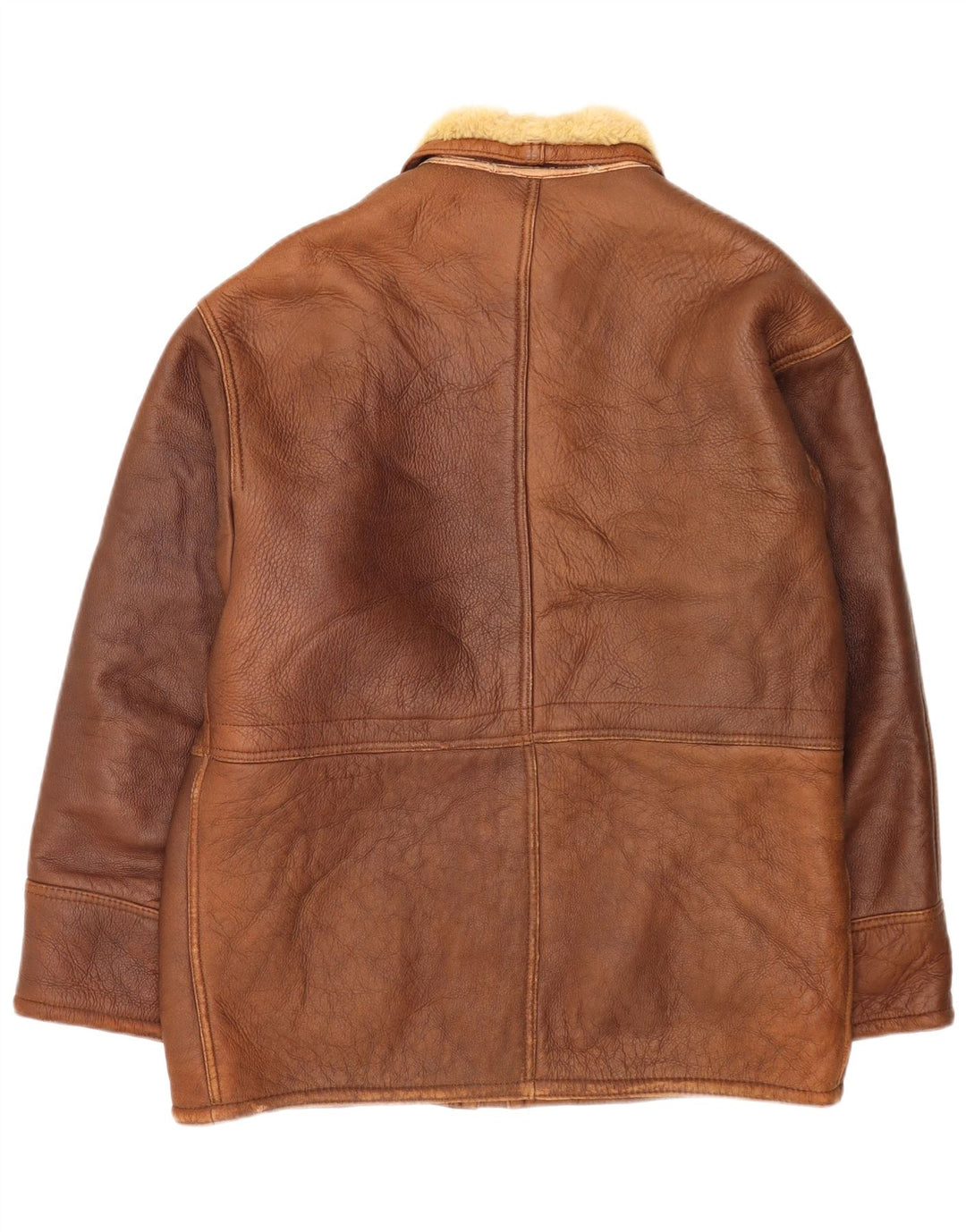 Vintage męska kurtka shearling UK 38 średni brąz